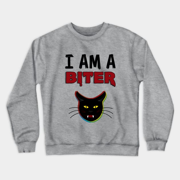 i am a biter cat Crewneck Sweatshirt by necroembers art